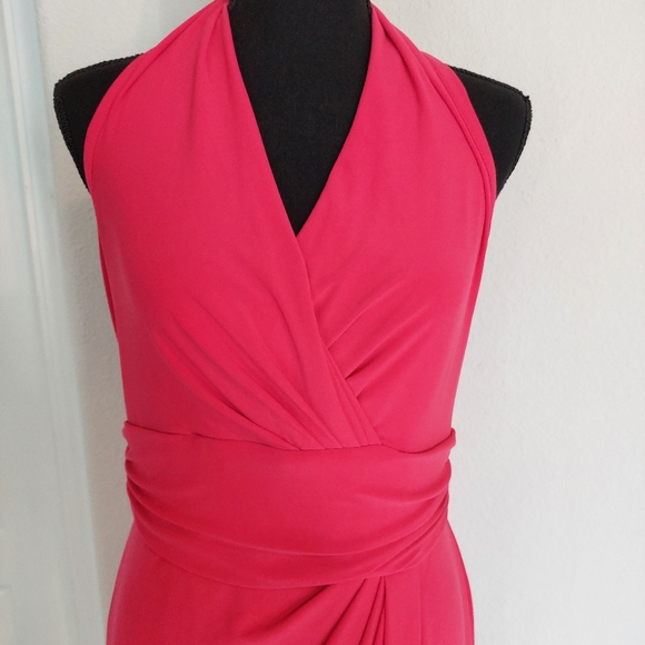 Lauren Ralph Lauren V-Neck Halter Long Banquet Evening Dress Size 12 - Picture 5 of 8